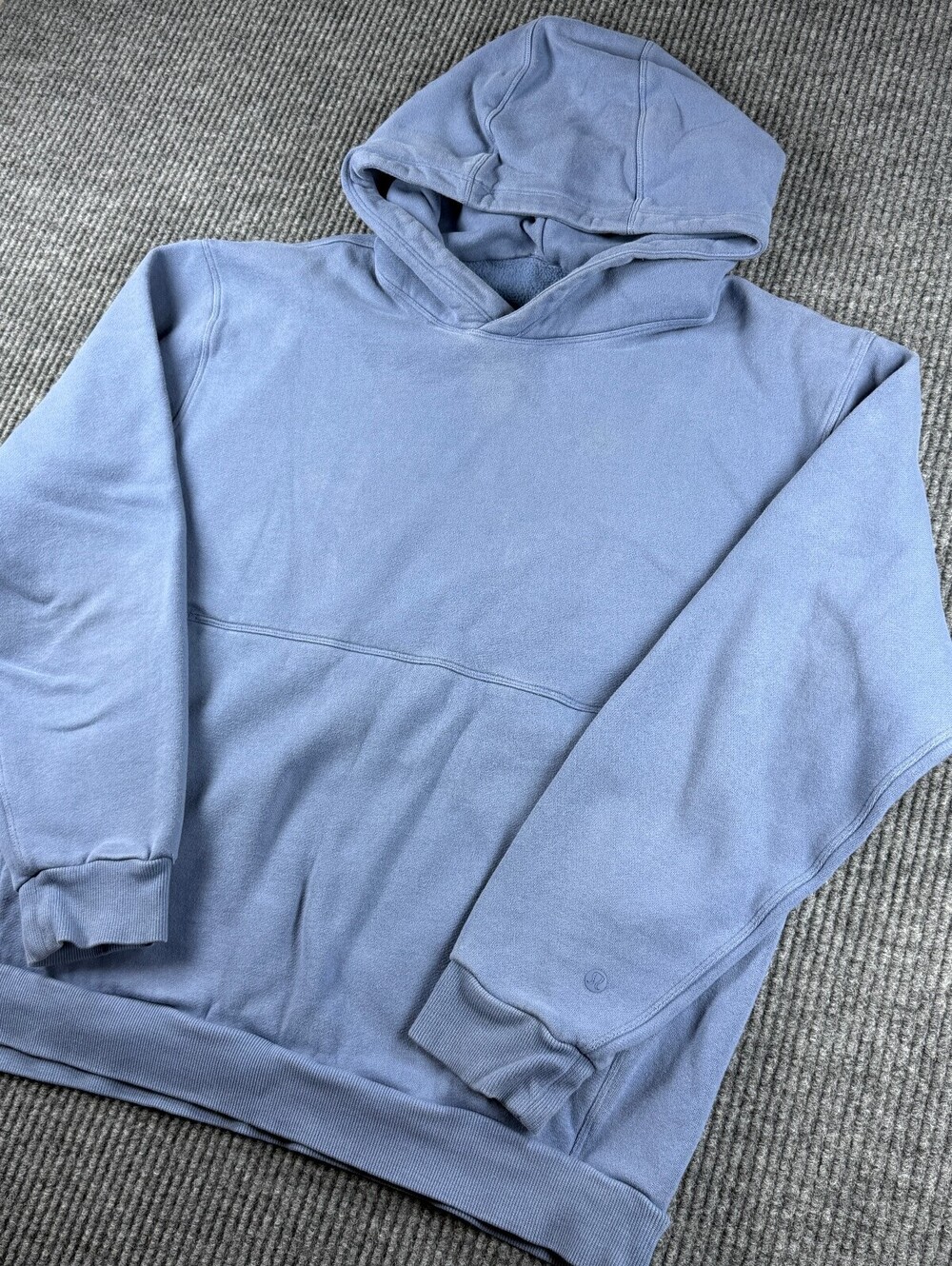Lululemon Steady State Fleece Pullover Hoodie Mens L Light Blue LM3ERZS Logo